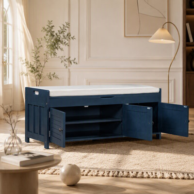 Banc de rangement avec 3 portes à volets