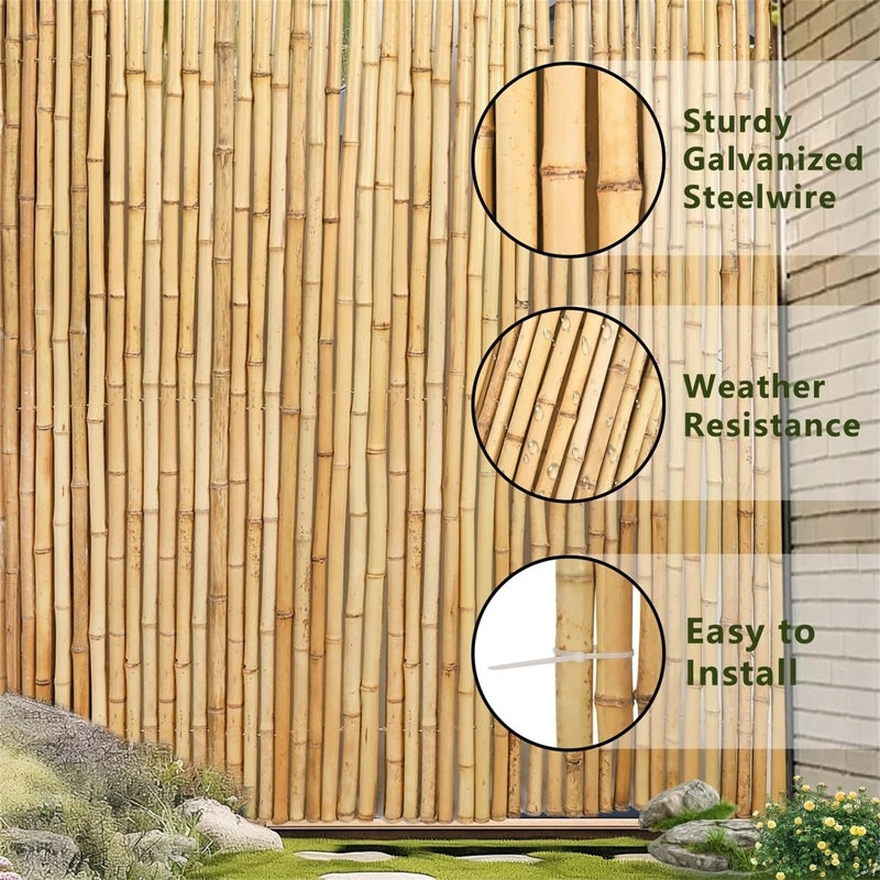 Natural Bamboo Fence Roll 4FT x 6FT, 18" H x 50" W x 9" D
