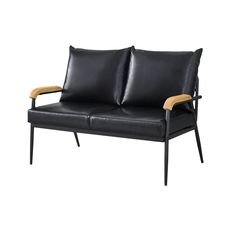 Ukiah 2 Seater Faux Leather Sofa, Black