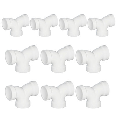3 po. Coude 90 ° à double coude en PVC blanc 1/4 po, moyeu x moyeu x moyeu, raccord d'évacuation de drain, (paquet de 10)