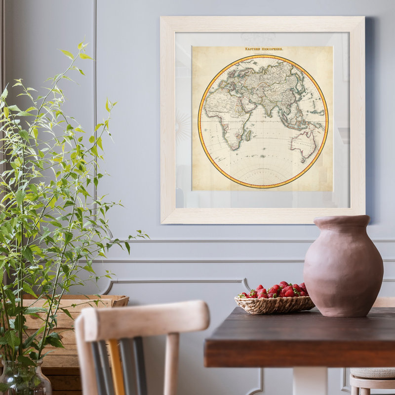 1812 Eastern Hemisphere - Reproduction d'art graphique encadré, H 35,5 po x l 35,5 po x P 1,5 po, Papier encadré blanc