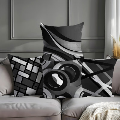 4 Pcs Simple Geometry Pattern Decorative Pillow Covers