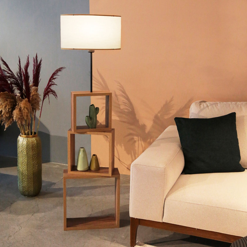 Lampe sur pied colonne 55 po Gitlow, Crème