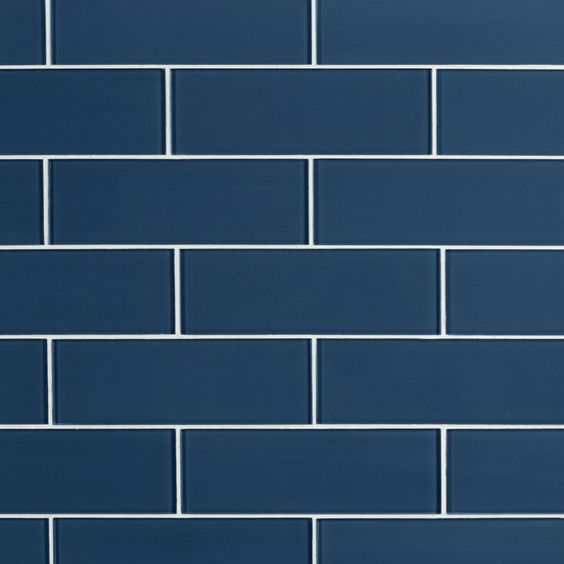 Carreau de métro en verre de qualité supérieure 3 po x 9 po, Bleu denim