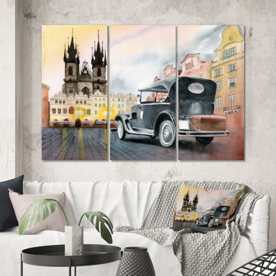 Old Retro Car On The Old Town Square In Prague - Industrial Canvas Wall Art Print -  East Urban Home, 187E62B0AC86430692C2E773D51DEAB2