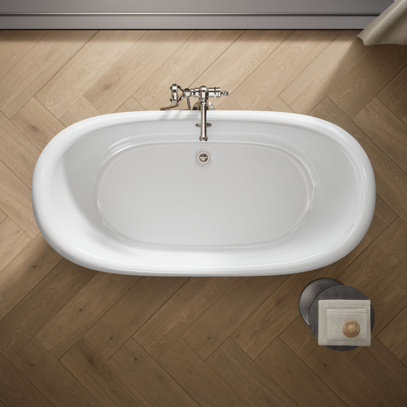 Artifacts® 66" x 33" Freestanding Bath with Iron Black Exterior, White/Black