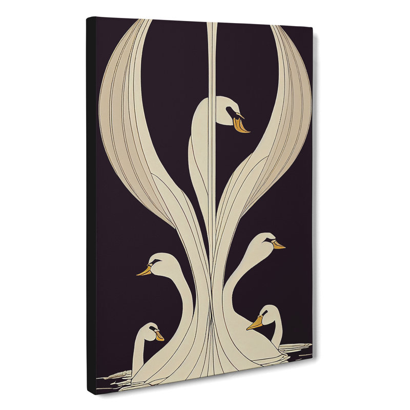 Art Nouveau Swan - Wrapped Canvas, 76cm H x 50cm W x 3cm D