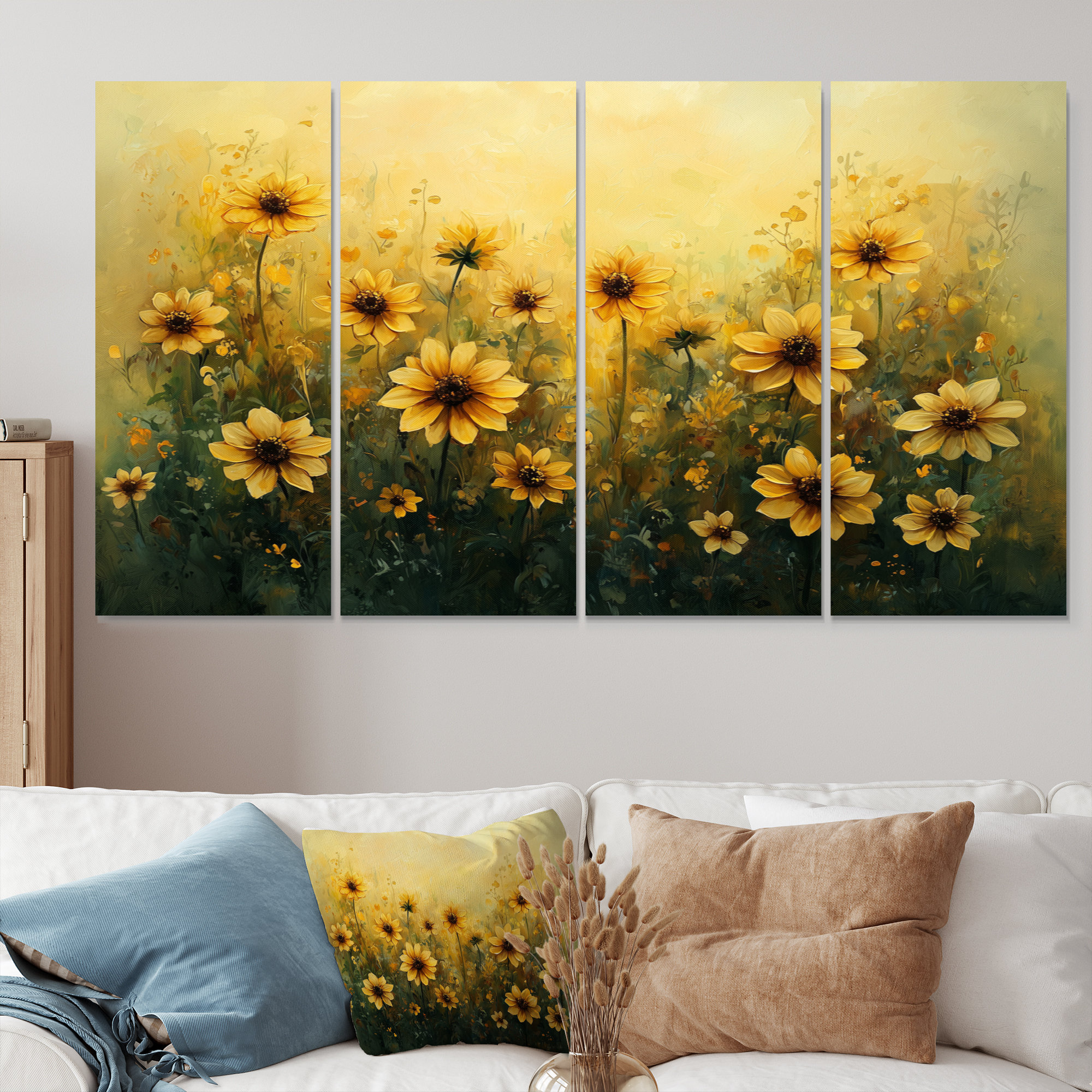 August Grove® Vintage Sunflower Golden Glow - Sunflowers Wall Art ...