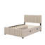 Full Velvet Platform Bed With Twin-Sized Pull-Out Trundle Compartment-1478459268