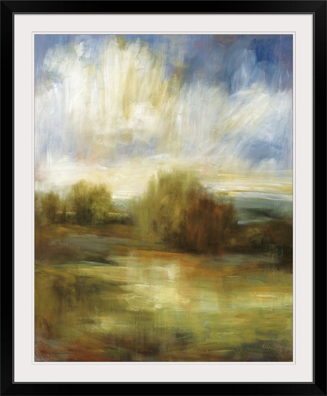 « johns field » par l’impression de peintures Simon Addyman, H 28 po x l 24 po x P 1 po, Cadre noir