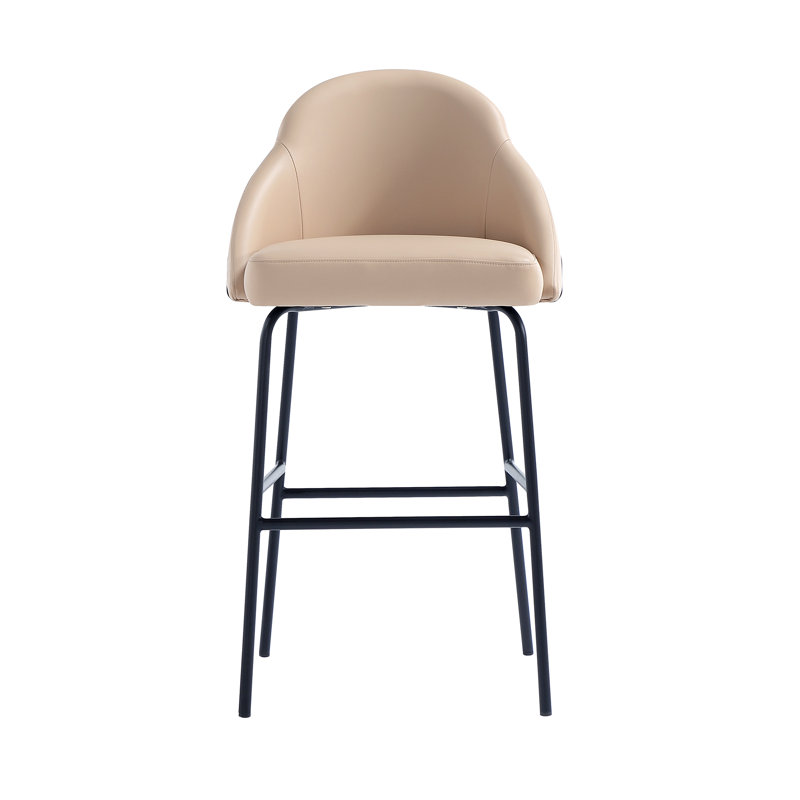 Tabouret de bar rembourré Gracie, Tabouret de bar (siège d'une hauteur de 29,1 po), Siège beige / structure noire
