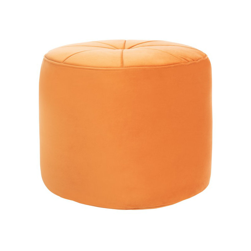 Kees 53.34cm Wide Velvet Tufted Round Solid Colour Pouffe Ottoman, Orange