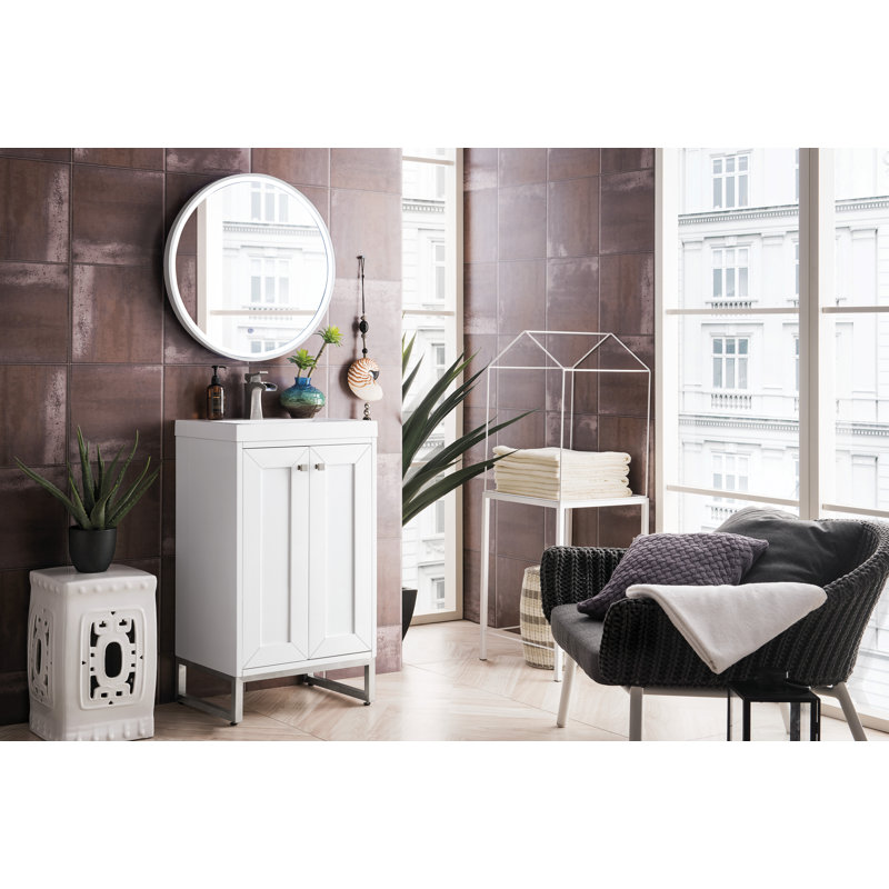 Chianti 20'' W Single Vanity, Glossy White, Brushed Nickel