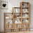 Small Narrow Corner Bookcase, 55" H Mid-century Modern Bookshelf With Slatted Door, 4 Cube Bookcase With Open Shelf, Display Storage Cabinet For Living Room, Home Office, Oak-627514237-624453663