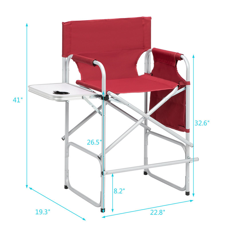Chaise de réalisateur pliante Dag, Argent, Rouge