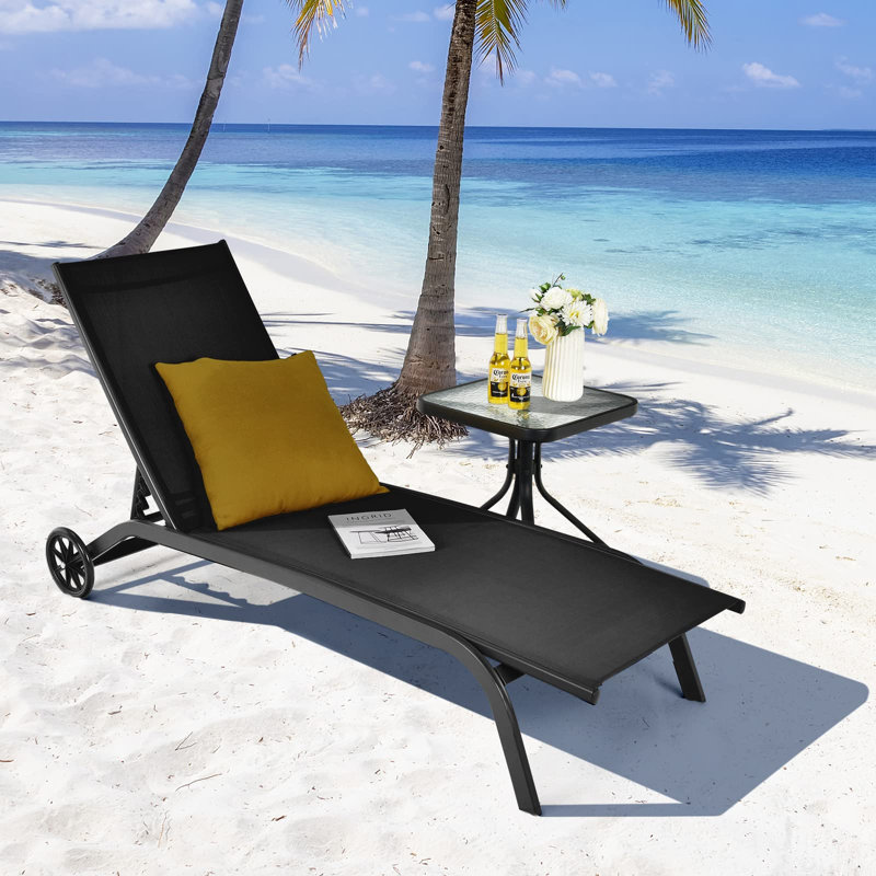 Jacquelynn 190.5cm Long Reclining Single Chaise, Black