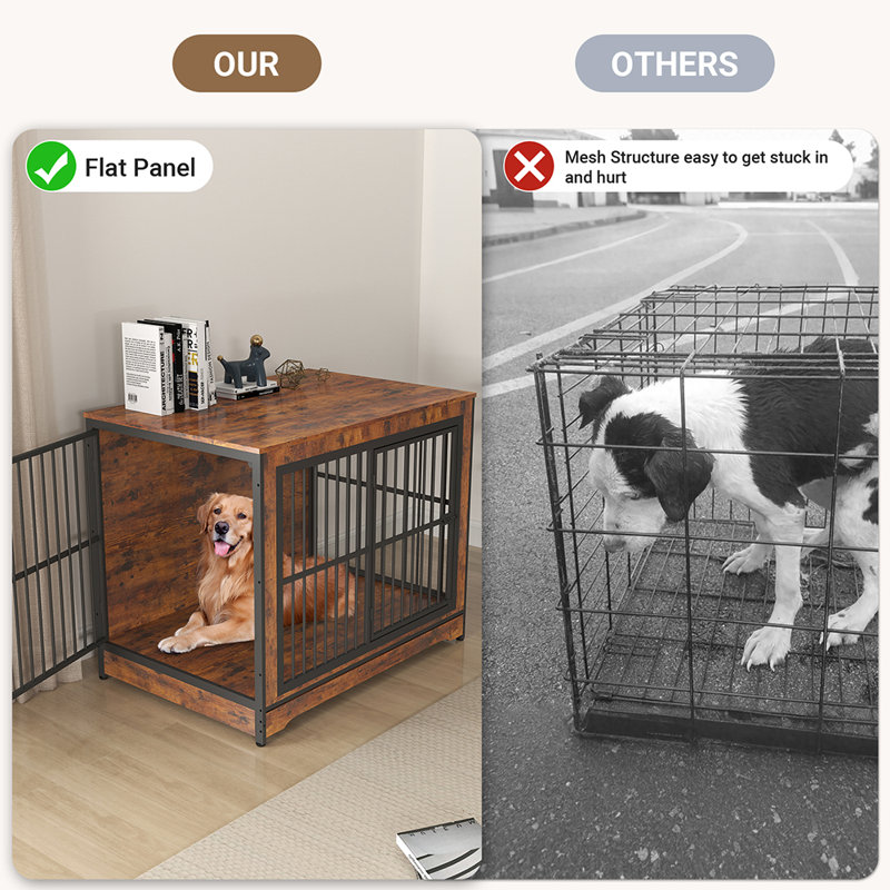 Caisse rustique pour chien 86 po Rustic Brown