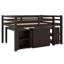 Lit mezzanine multifonctionnel avec tablettes intégrées et bureau roulant portable-2055697841
