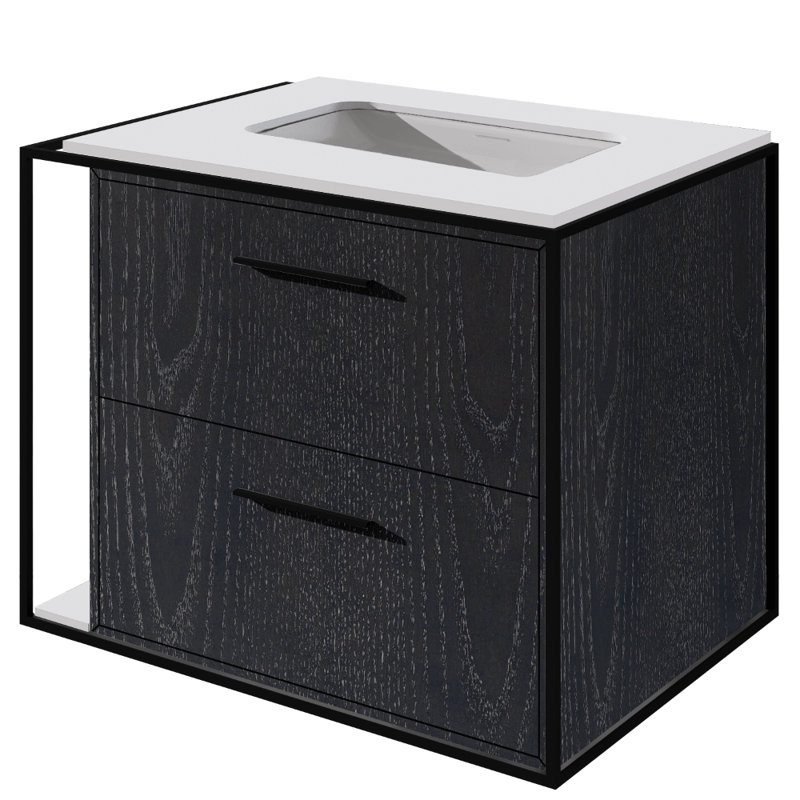 Linea 24" Vanity Base, Ash Gray, Matte Black, Wall Mount