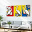 Ensemble de 3 tableaux muraux pop art représentant un héron sur toile tendue-2095100343