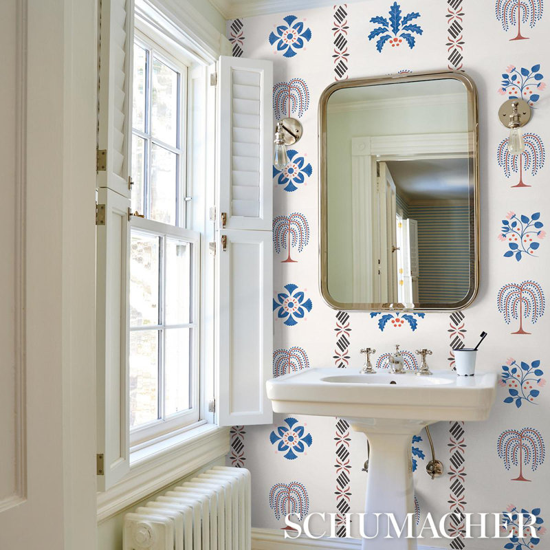 Willard House Stencil Wallpaper, Blue