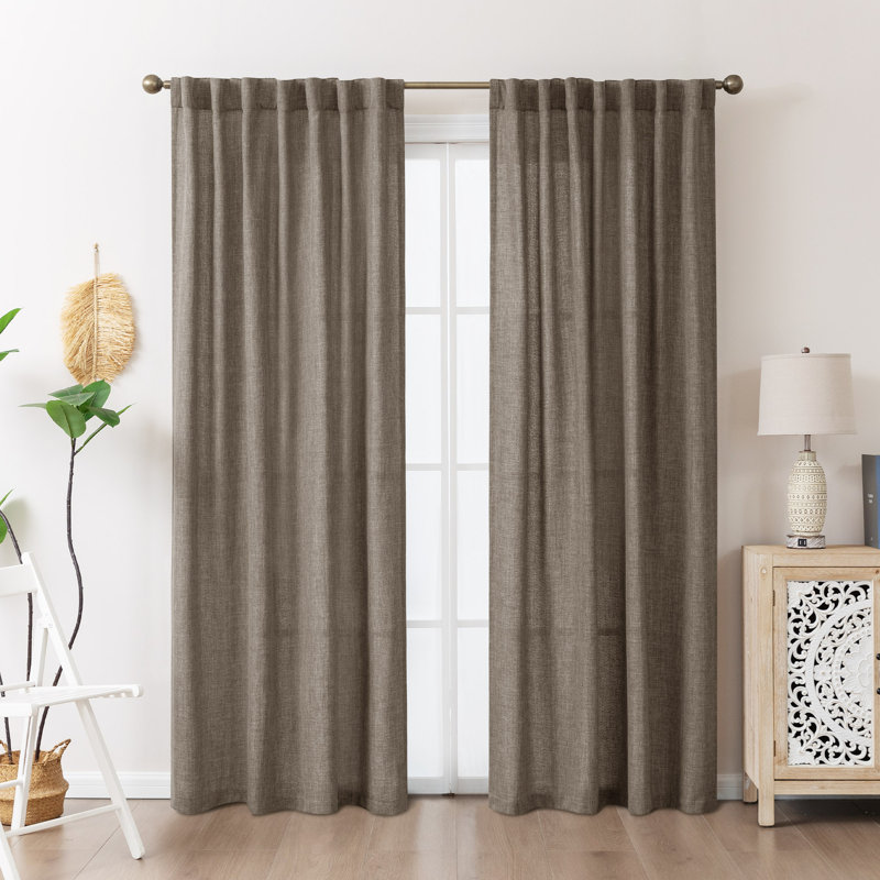 Paire de rideaux semi-transparents, L 52 po x L 84 po, Brun