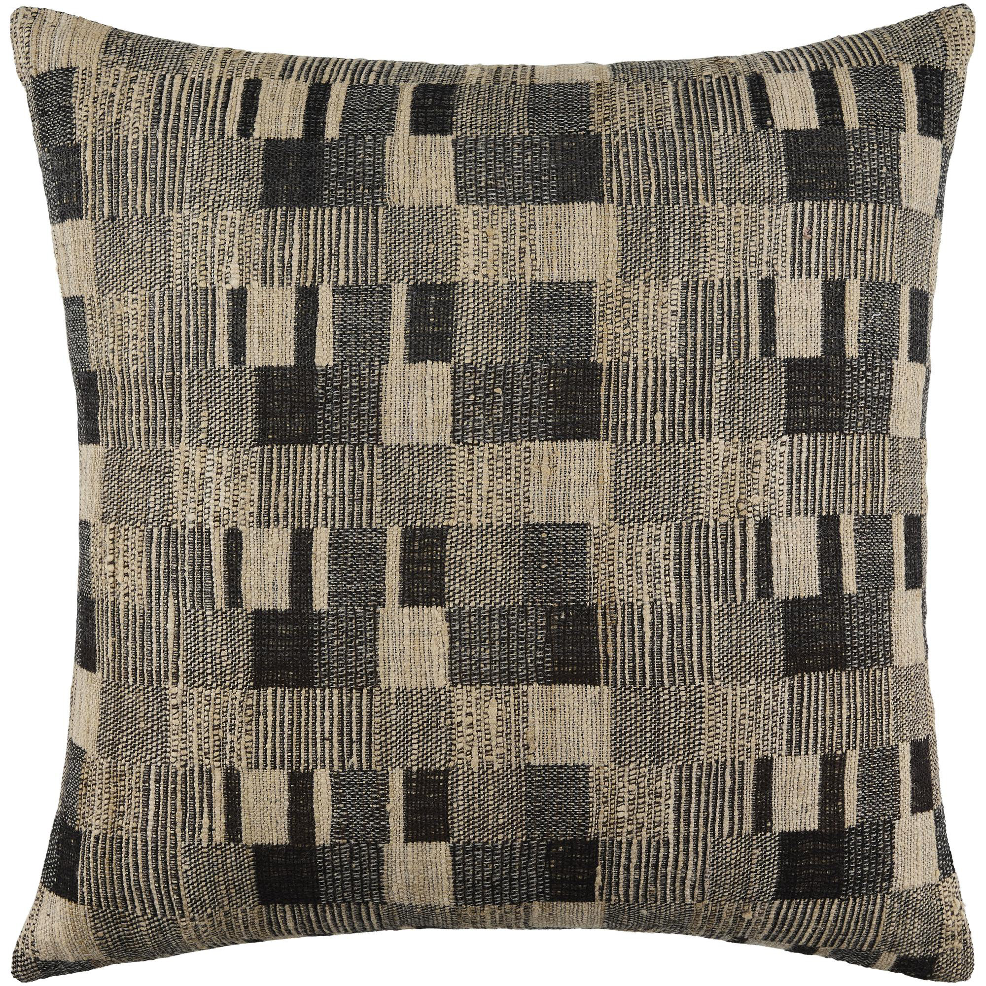 Marzano Accent Pillow, Black/Gray/Beige, Polyester, Square 20"