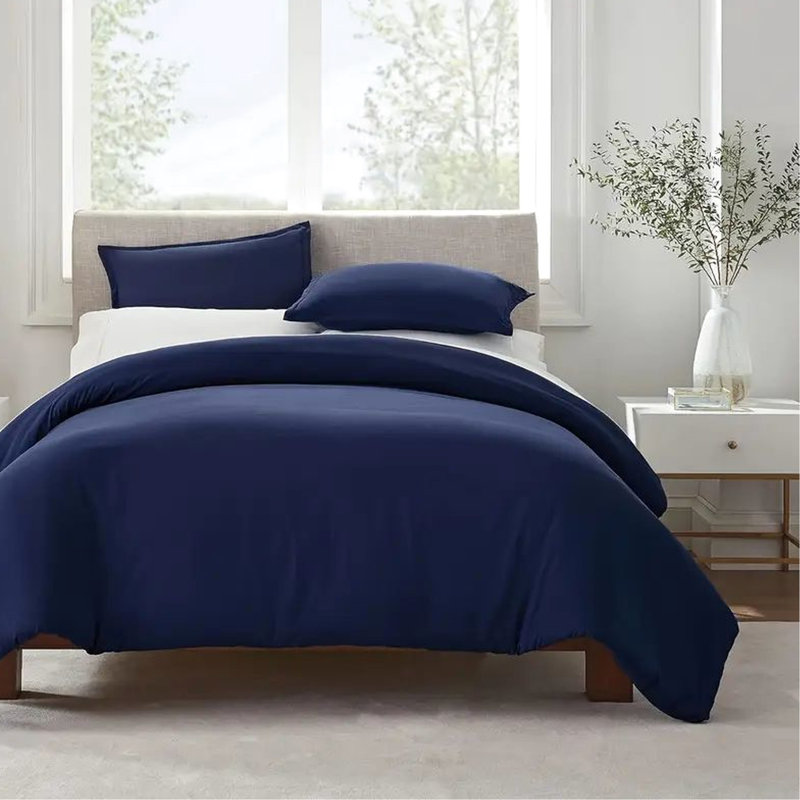 Navy Blue Simply Clean Solid Duvet Cover For Queen, Soft And Breathable, Comfort Bare Sleeping, Craft, Pilling, Fits Bed Sizes, Dye Queen By Clean, Cotton Blend, Comfortable Reinforced Stitching,