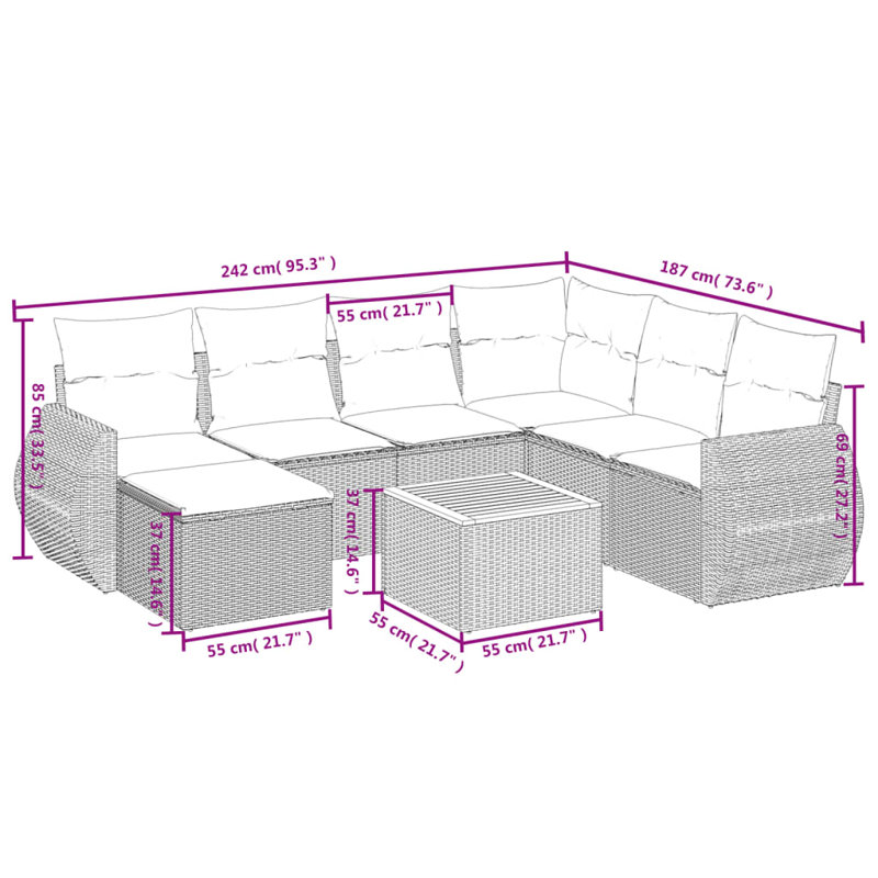 Vidaxl Garden Sofa Set Black