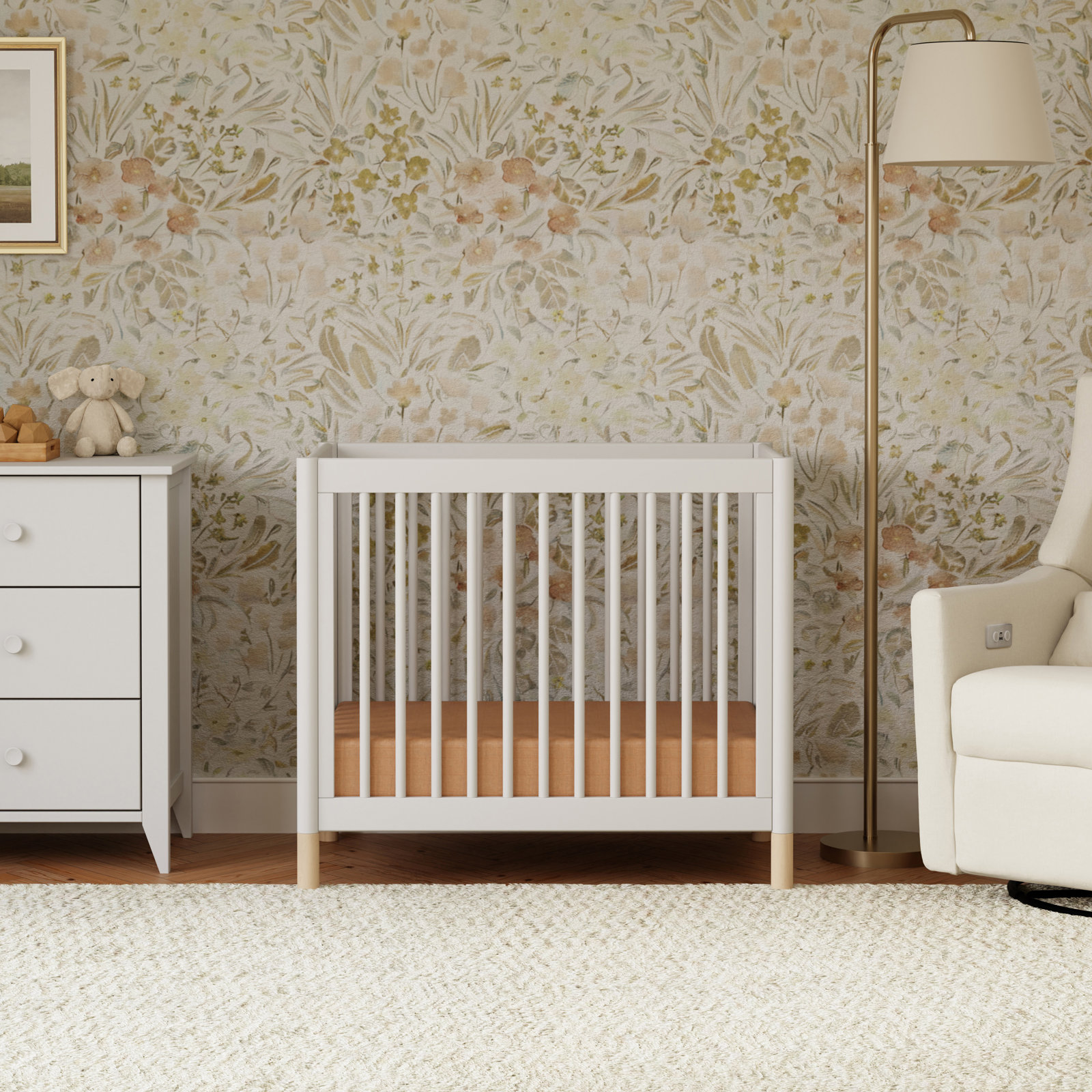 Gelato Pine 4-in-1 Convertible Crib, White/Washed Natural