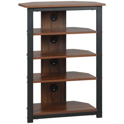TV Stand, AV Media Stand, Corner Audio Tower With Storage Shelves And Steel Frame, Living Room Storage by 17 Stories
