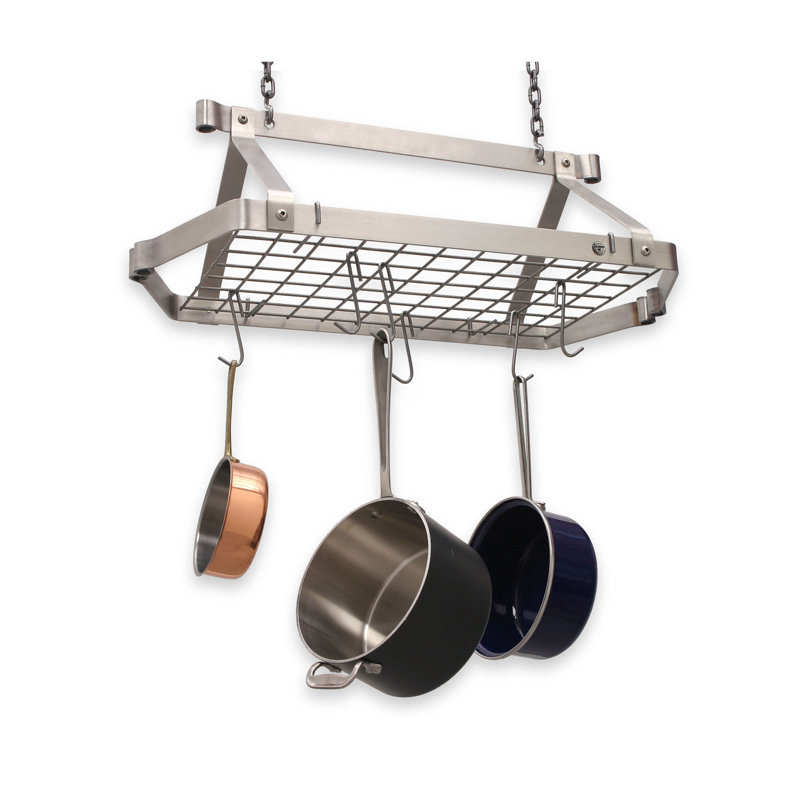 Premier Handcrafted Hanging Pot Rack, Stainless Steel