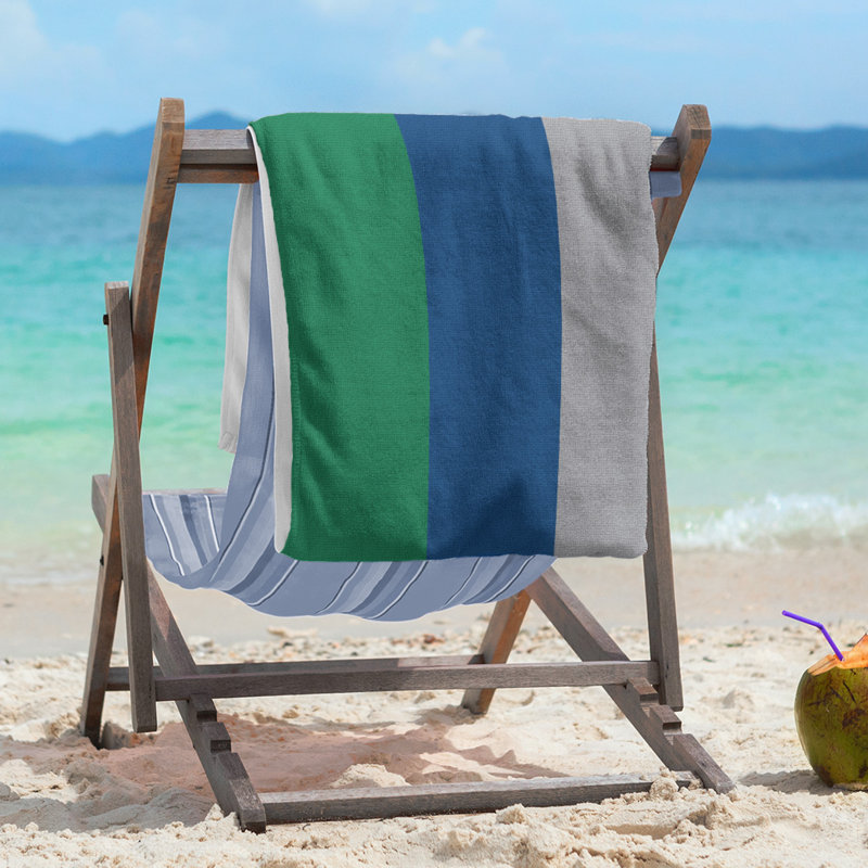 Vancouver Lightweight Beach Towel, Green/Dark Blue/Cool Gray, Microfiber