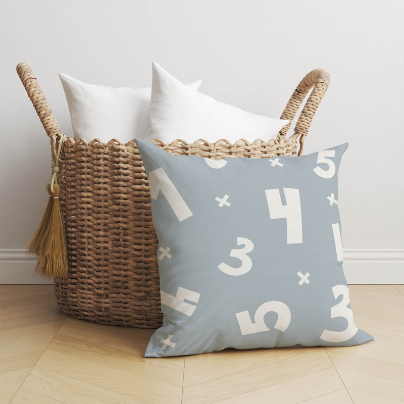 Coussin Numéros,  Bleu ardoise, H 26 po x l 26 po