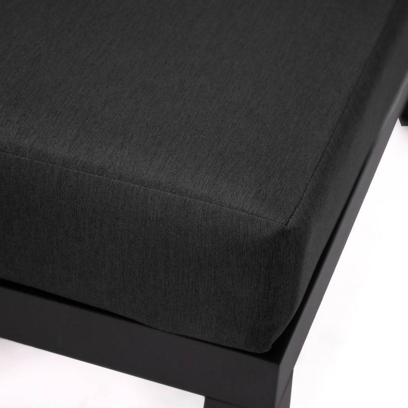 Ensemble de 2 chaises de patio en aluminium avec coussins, collection Gyanni, Noir, noir, noir, noir