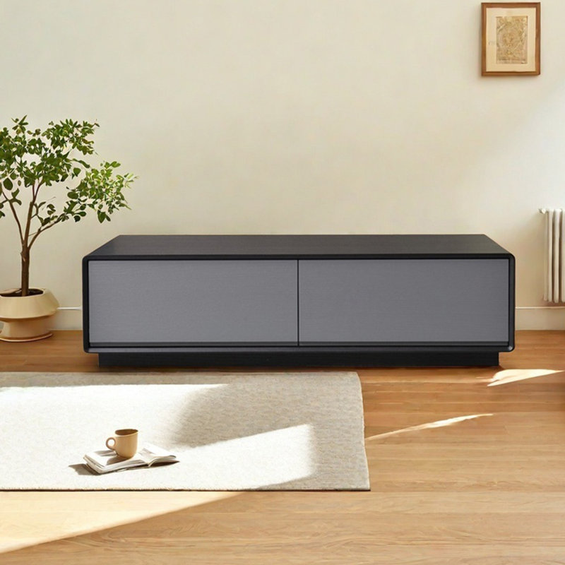 Table de salon moderne et simple rectangulaire, Noir, noir, noir, noir, H 13,8 po x L 55,1 po x l 31,5 po, Gris