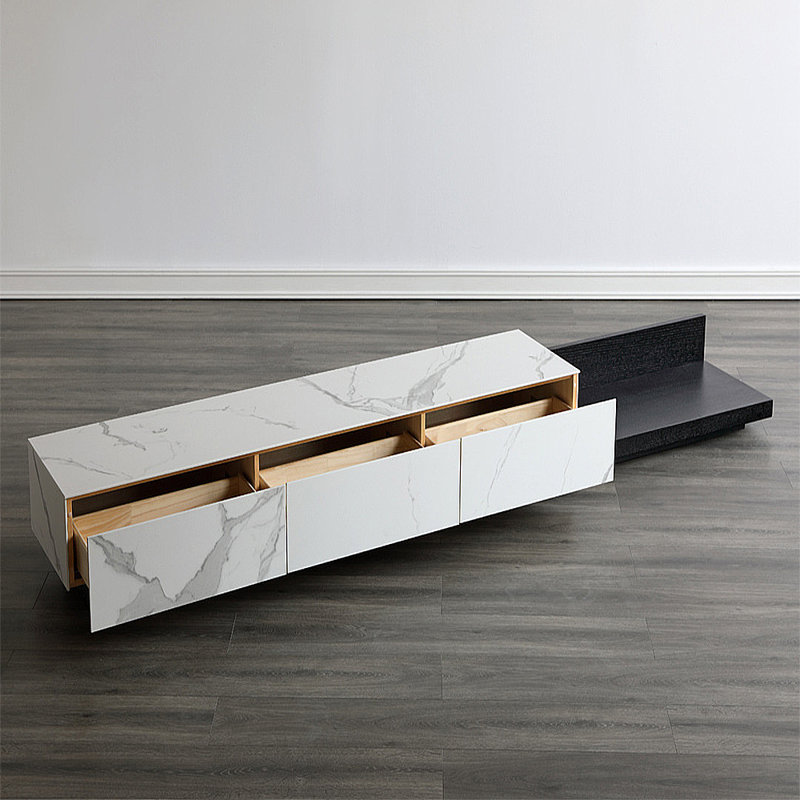 Meuble télé extensible Modern, H 11,81 po x L 133,86 po x l 15,75 po