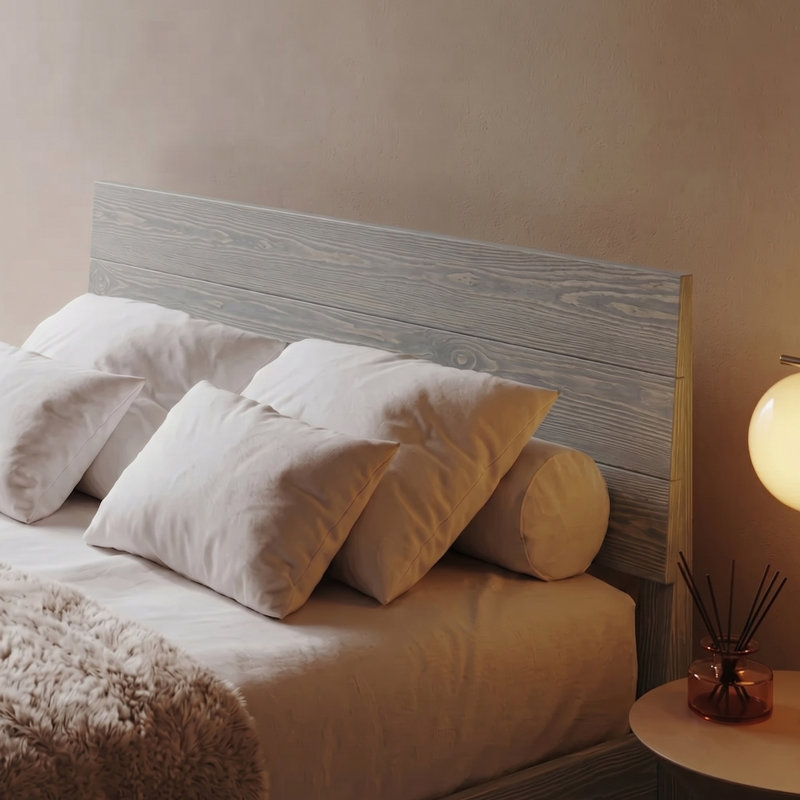 Ivor Solid Wood Bed, European Kingsize (160 x 200 cm), Grey Wood