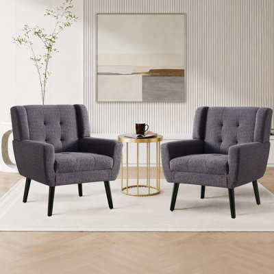 Ensemble de 2 fauteuils capitonnés rembourrés à dossier large