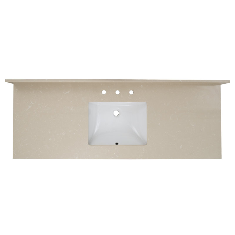 Cosmic Sand 61" Beige Engineered Marble Vanity Top with White Rectangular Sink