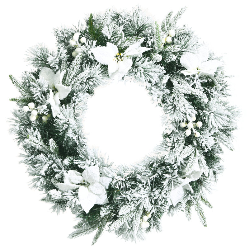 Couronne de Noël enneigée de 24 po avec minuteur The Poinsettia The Holiday Aisle®