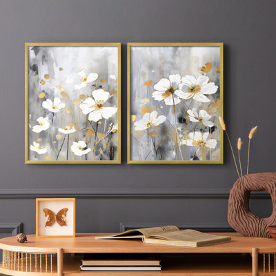 FLORAL Series CDVII - Reproduction encadrée de qualité supérieure - prête à être accrochée - aucun clou requis - aucun clou requis