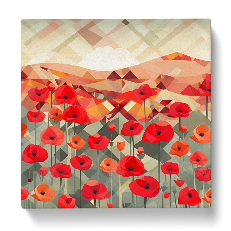 Poppy Field Geometric - Wrapped Canvas