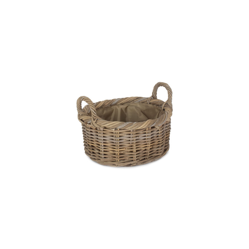 Rattan Storage Basket with Lining, 26cm H x 32cm W x 36cm D