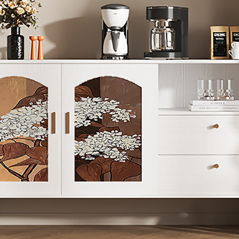 Buffet grande capacité 59,1 po, Blanc / Brun