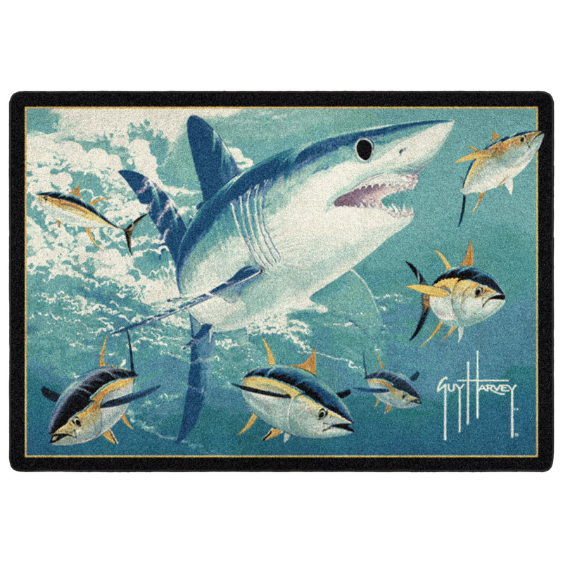 Guy Harvey Mako Shark Area Rug, Rectangle 10'9" x 13'2"