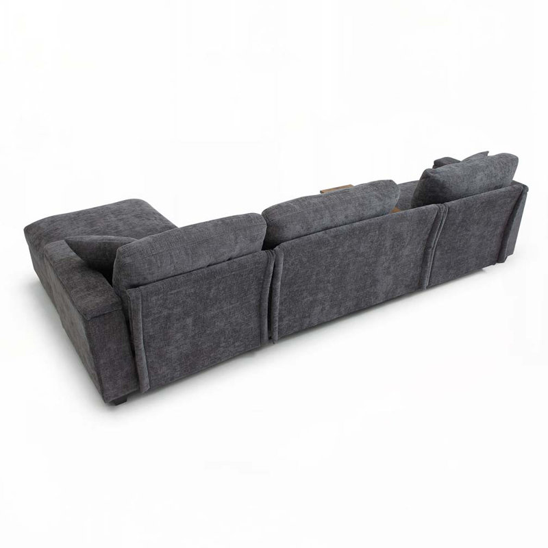 Canapé modulaire en L 120,3 po, canapé en L surdimensionné, Velours côtelé gris