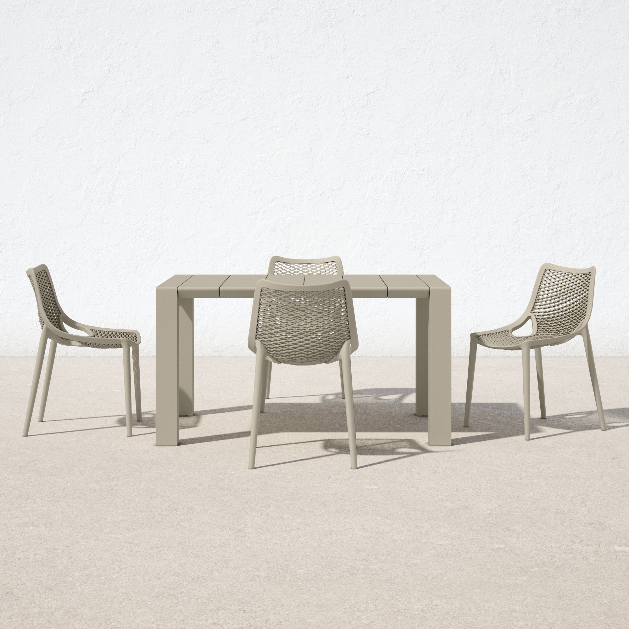 Asherton Square 4 - Person 39" Long Dining Set, Taupe