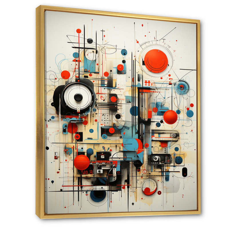 «Zaxon Dadaism Absurd Connections», œuvre d'art - reproduction, H 20 po x l 12 po x P 1 po, Cadre flottant doré