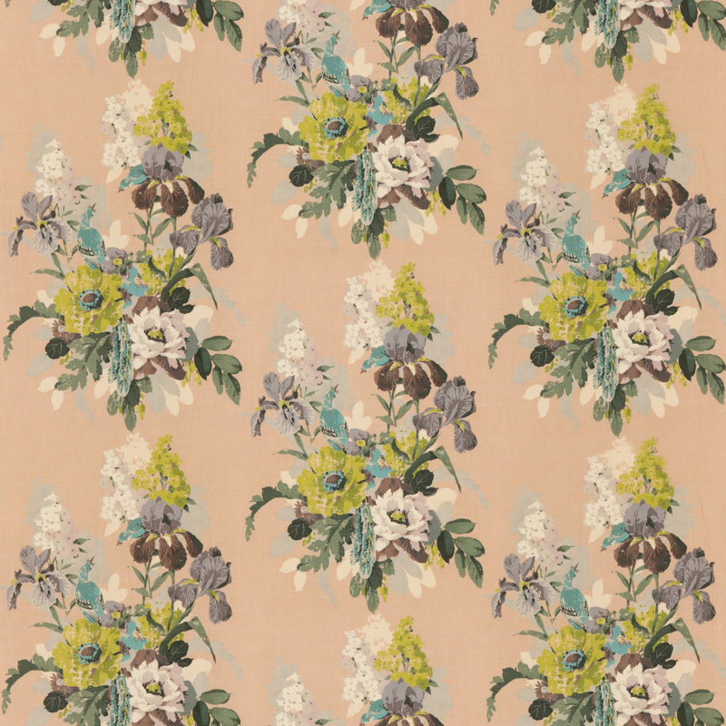 Bird and Iris 100% Linen Performance Fabric, Blush